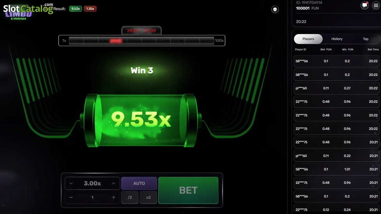 Limbo Crash screenshot 2 - cash-out win screen